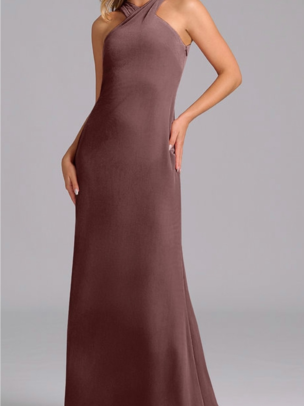 Azazie - Espresso velvet dress. Worn once. No alterations, size 6